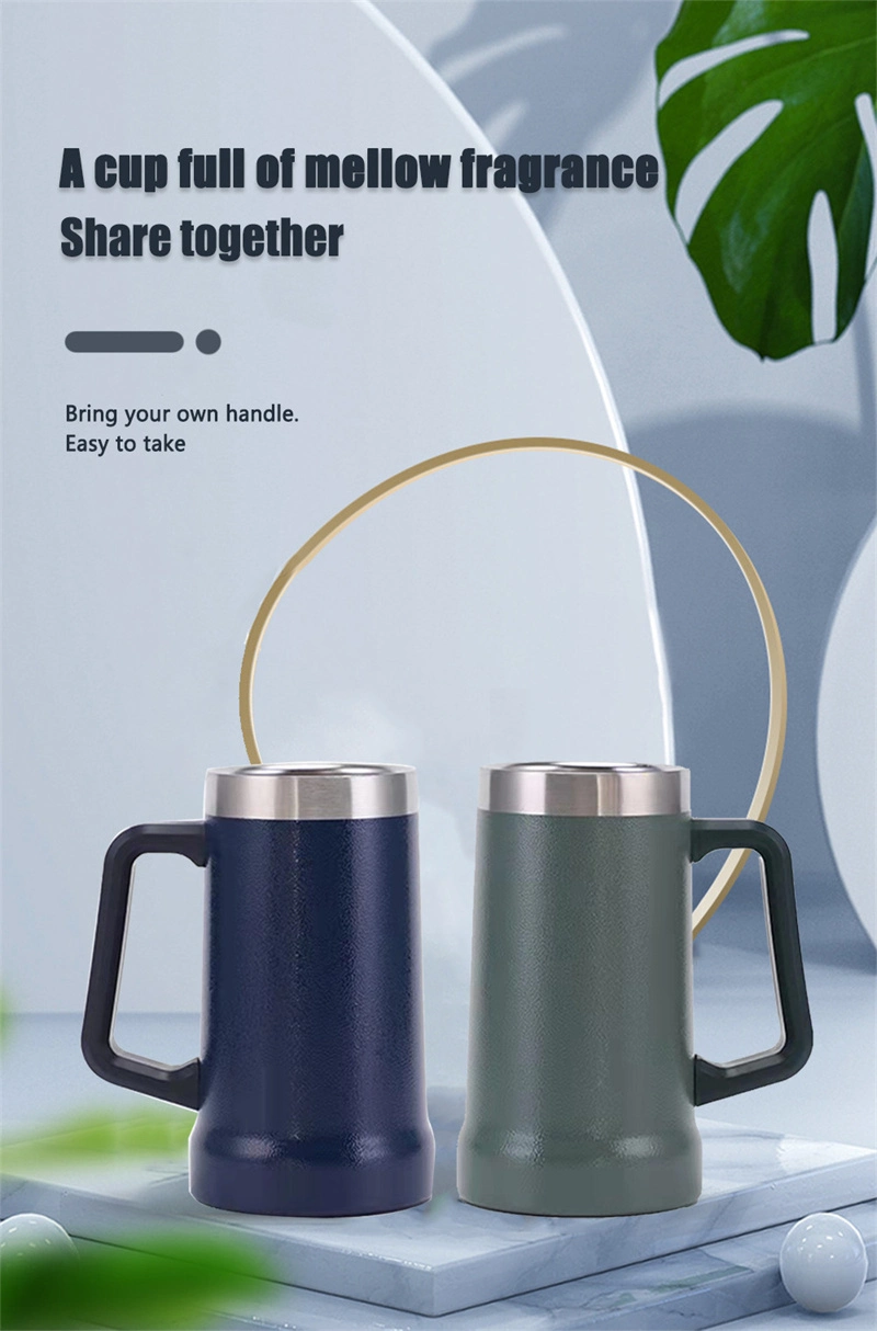 20oz 700ml Outdoor Travel Stainless Steel Beer Stein Vacuum Thermal Wine Beer Cup Mug with Handle