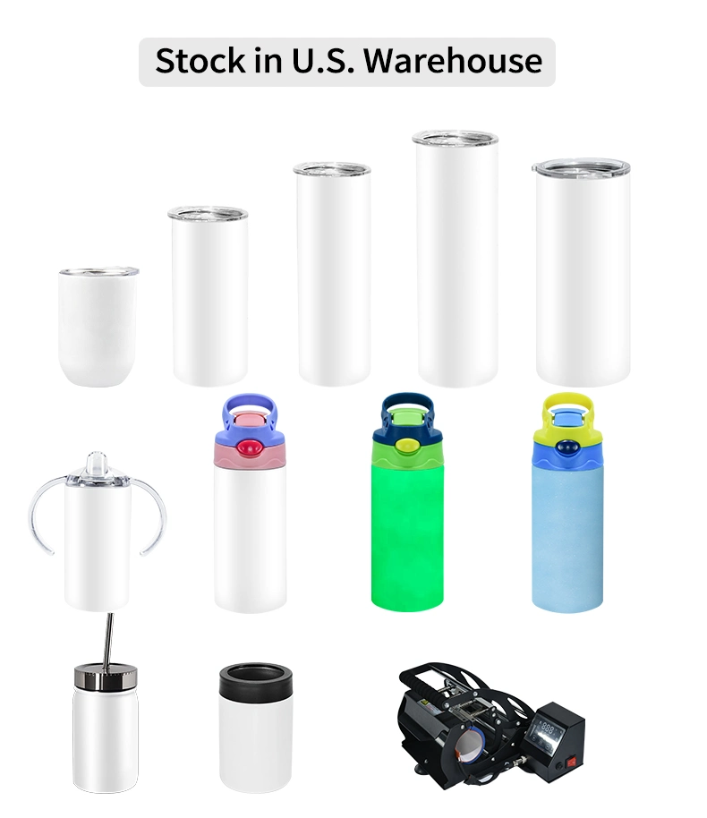 USA Warehouse in Stock Free Ship 12oz Straight Skinny Blank Stainless Steel Baby Sippy Cup Kids Sublimation Tumbler