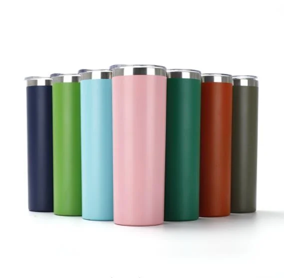 Wholesale 20 Oz Insulated Drinking Water Bottle Insulated Straight Skinny Sublimation Blank Stainless Steel Tumbler