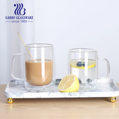 Tasse à café en verre à double paroi en verre borosilicaté résistant à la chaleur