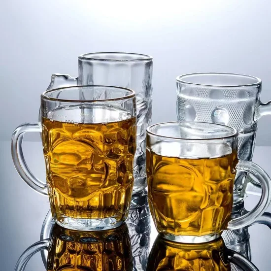 Chopes à bière en verre avec poignée Verrerie Boissons Tasses à boire pour l'eau, le vin, le jus et les repas au bar